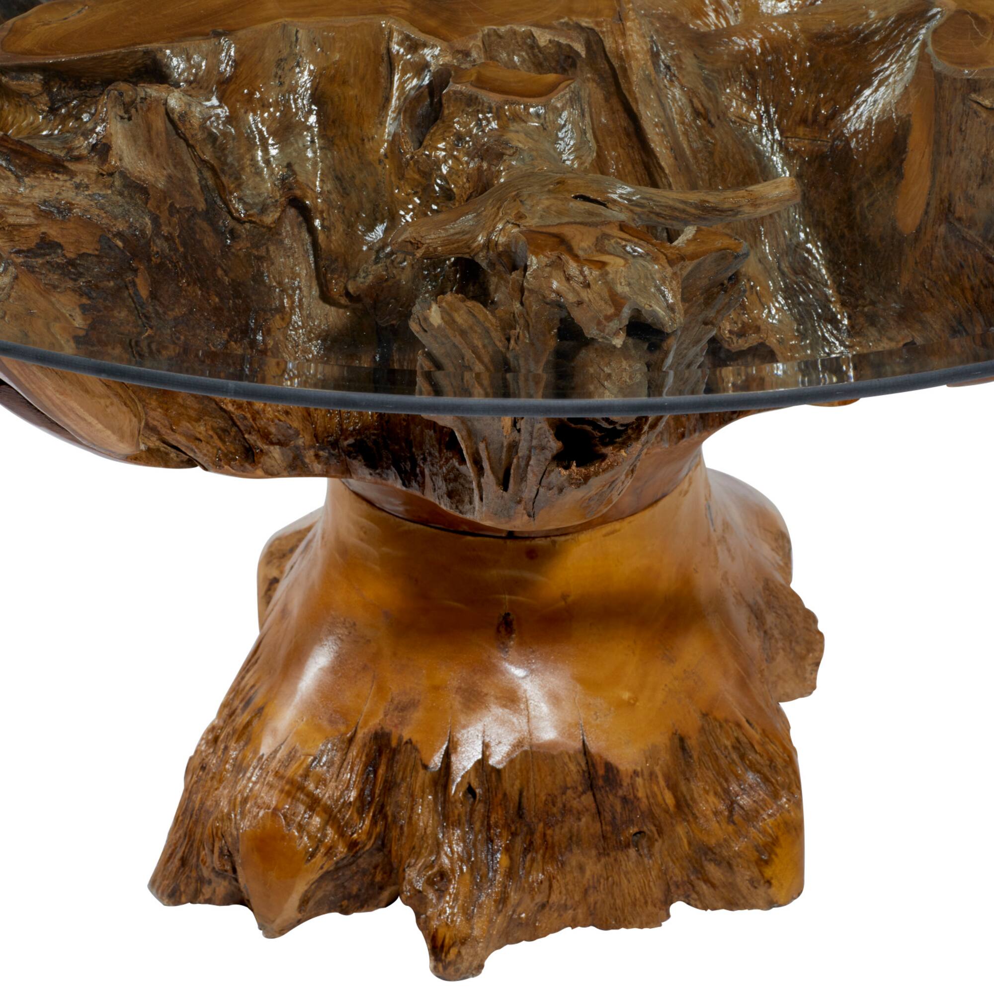36" Brown Teak Wood Rustic Coffee Table